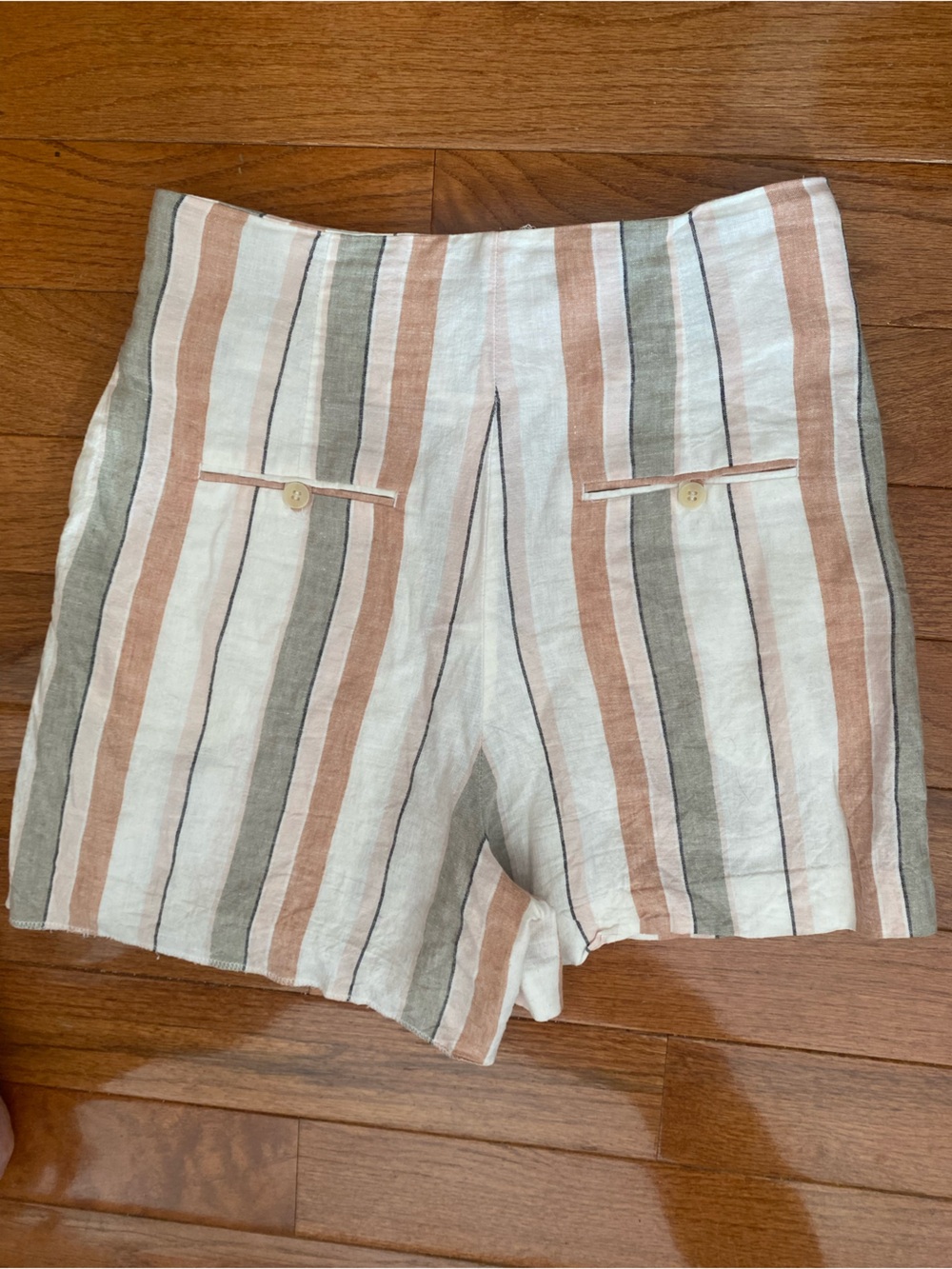 Zara Linen Blend Striped Tie Front Crop Top & Shorts Set Boho Coastal L - Picture 15 of 16